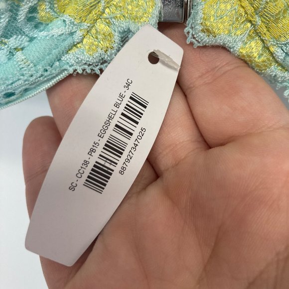 NWT adore me eggshell blue yellow lace underwire bra 34C - Picture 3 of 7